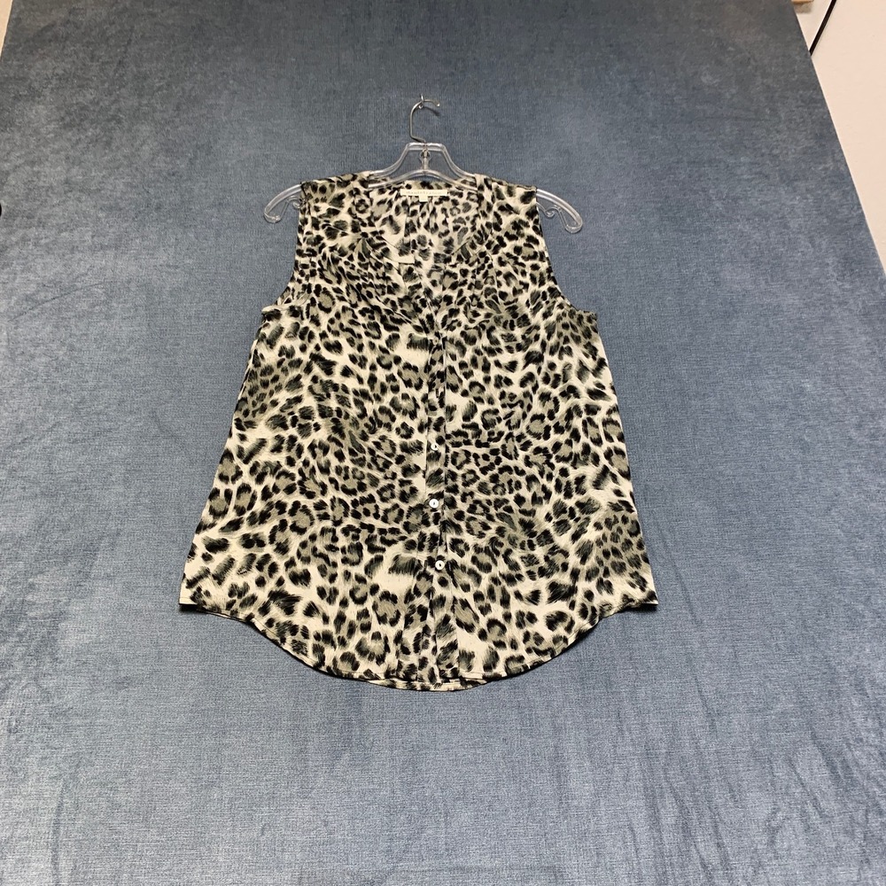 Daniel Rainn Blouse Top Women Small Beige Leopard Print Sleeveless V-Neck Casual